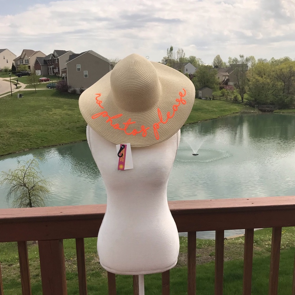 No photos please straw summer Beach Floppy Hat
